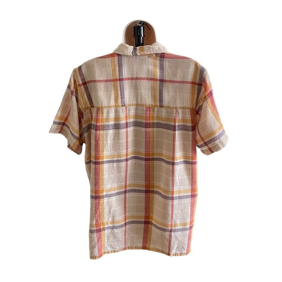 Vintage Button Up Plaid Blouse Lightweight Womens Shirt Size 14 16 - Picture 2 of 7